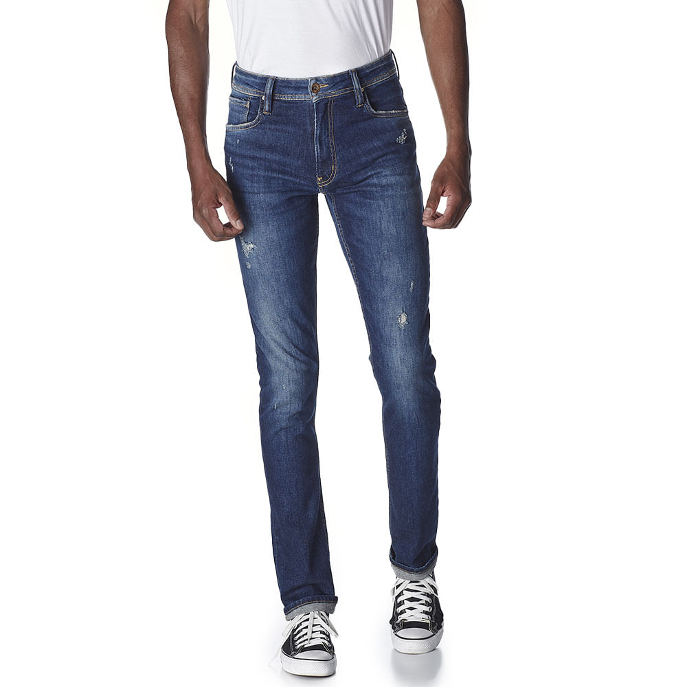 Calça Jeans Masculina Convicto Regular Bordada com Puídos